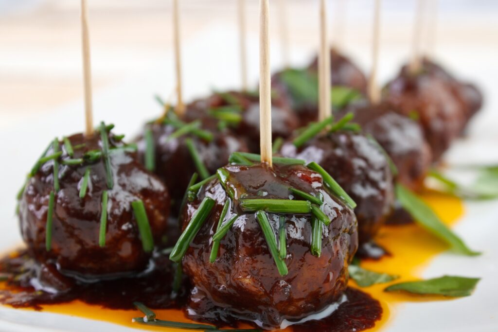 bbq cocktail meatballs - appetizers - CatErie - Erie Catering